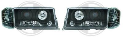 H7/H1/H1 Scheinwerfer SCHWARZ mit Blinker passend für Mercedes W201