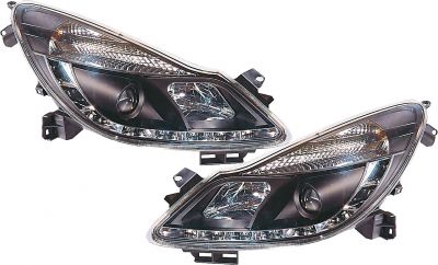 H1/H1 Scheinwerfer Dragon Design SCHWARZ passend für Opel Corsa D