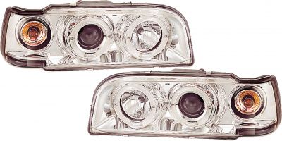 H1/H1 Scheinwerfer mit Angel Eyes klar/chrom passend für Volvo 850