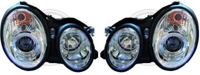 Headlights with Angel Eyes clear/chrome fit for Mercedes W208 CLK 97-02