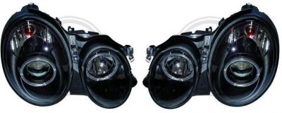 Headlights with Angel Eyes clear/black fit for Mercedes W208 CLK 97-02