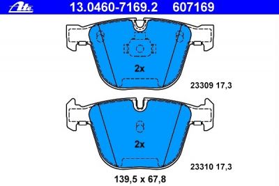 ATE Bremsbelag hinten passend für BMW E82 E90 E91 E92 E93 E60 E61 E63 E64 E65 E66 E70 E71