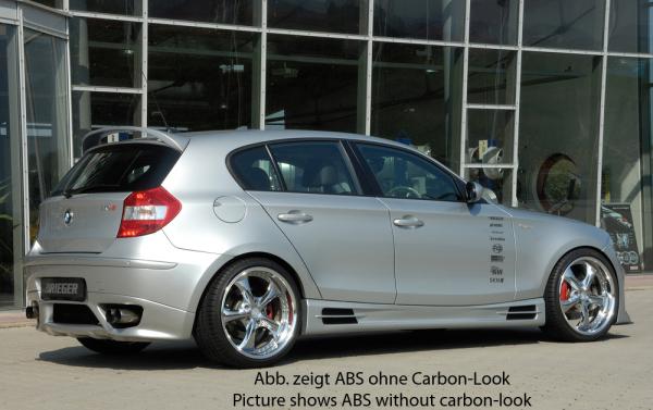 RIEGER Seitenschweller CARBONLOOK mit Schacht und 2 Ausschnitten RECHTS passend für BMW 1er E87