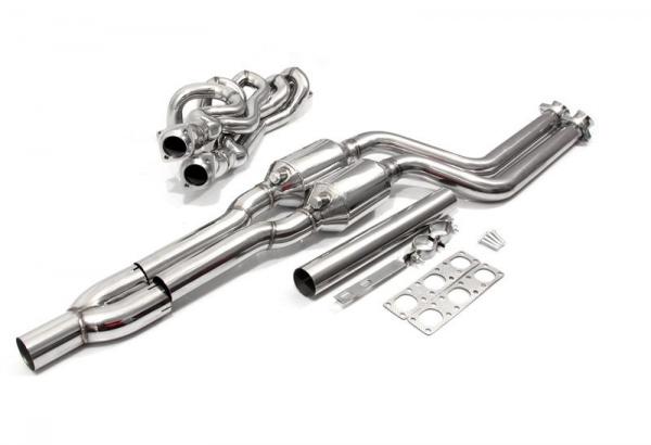 HIgh Flow Fächerkrümmer inklusive 300 Zeller Euro3D4 Sportkatalysatoren passend für BMW 3er E46 mit M52/M54