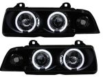 Headlights BLACK with Angel eyes CCFL-Technik fit for BMW 3er E36 BMW E36 Sedan / Touring / Compact