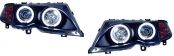 H7/H1 Scheinwerfer mit Angeleyes SCHWARZ passend für BMW 3er E46 Limousine / Touring ab 10/01